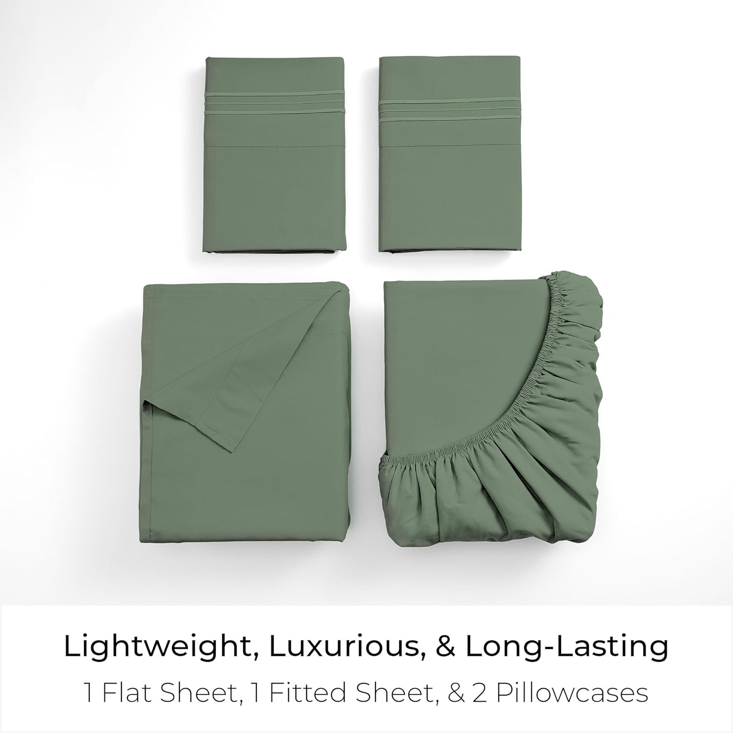 Mellanni Queen Sheets Set - 4 PC Hotel Luxury Bedding | Extra Soft, Cooling, Wrinkle-Resistant (Sage)