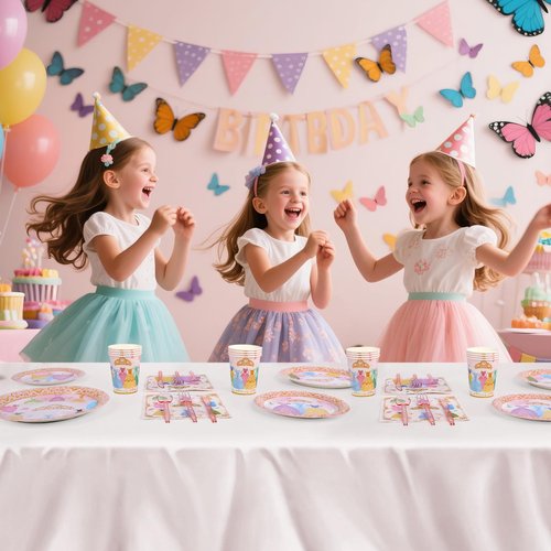 175Pcs Princess Paper Plates Napkins, Princess Themed Birthday Party Decorations Pink Party Supplies Disposable Dinnerware Set Plate, Utensils, Cup, Napkin, Tableware Set, Serve 25 Guests