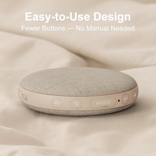 REACHER Travel Vibrating Alarm Clock for Heavy Sleepers Adults, Silent, Dual Alarm Clock, Compact Under Pillow Bed Shaker, Rechargeable Battery Operated, Small, Portable