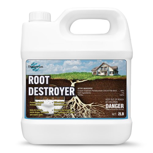 Root Destroyer - 2LBs Copper Sulfate Root Killer for Sewer Pipes & Septic Systems - Stops New Growth - Safe for All Plumbing - Tree & Shrub Friendly