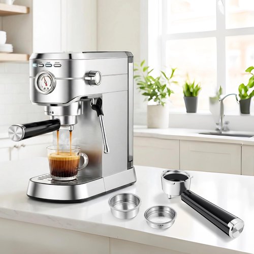51mm Portafilter Set for CASABREWS CM5418, 5418 PRO, 3700 Essential/3700Pro and Gevi Espresso Machines, 3 Ears Portafilter with 2 Stainless Steel Filter Baskets (1-Cup Filter and 2-Cups Filter)