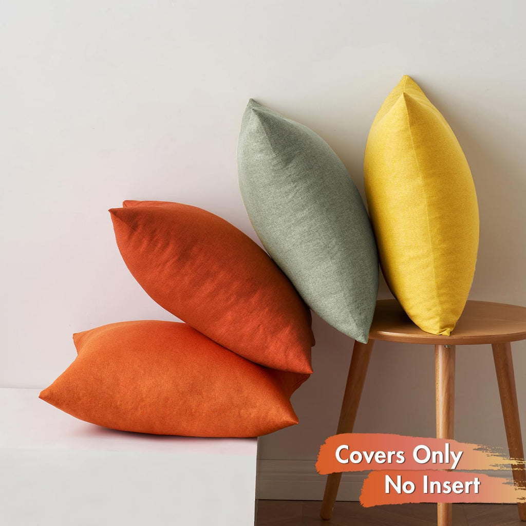 MIULEE Decorative Outdoor Throw Pillow Covers - Waterproof Linen Cushion Cases | Pack of 4, 18x18 inch, Rust Green for Halloween & Patio