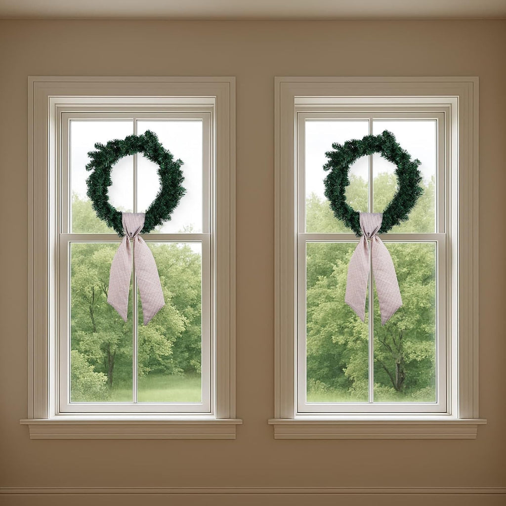 Brown Gingham Wreath Bow Set by [Brand Name] - 2 Pack Door Decoration | 5.12” Wide x 54.33” Each for Thanksgiving