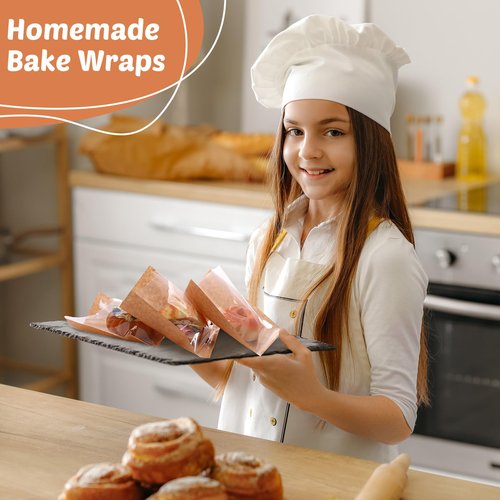 Yeaqee 1000 Pcs Bakery Bags 7.1 x 7.5 Inches Heat Sealable Donut Bag with Window Paper Sandwich Bag Grease Resistant Cookie Packaging Kraft Sleeves for Pastries Snacks Egg Biscuits Treat (Brown)