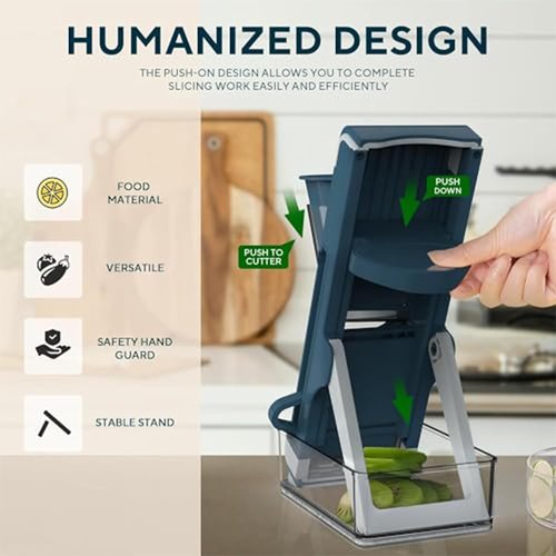 Eletronova Mandoline Slicer - Versatile Kitchen Vegetable Cutter | Grey (White & Green)