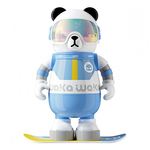 Waka Snowboarder Panda Insulated Water Bottle, SUS316 Liner, 6h Temperature Lock, Portable with Strap (Blue)