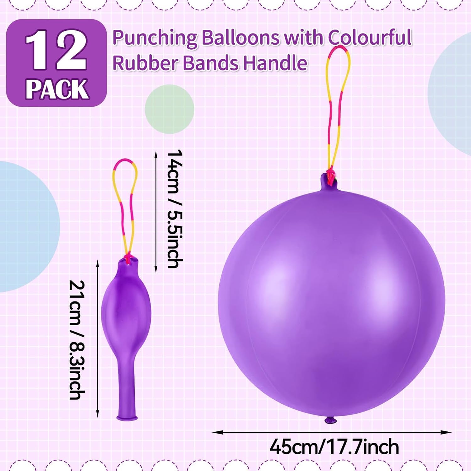 Purple Punch Balloons by [Brand Name] - 12 Pcs with Rubber Band Handle for Easy Grip | Perfect for Kids’ Birthday Parties & Outdoor Fun