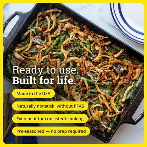 Lodge Cast Iron Casserole Pan - Durable Cookware for Perfectly Even Cooking | 3.6 Quart Size