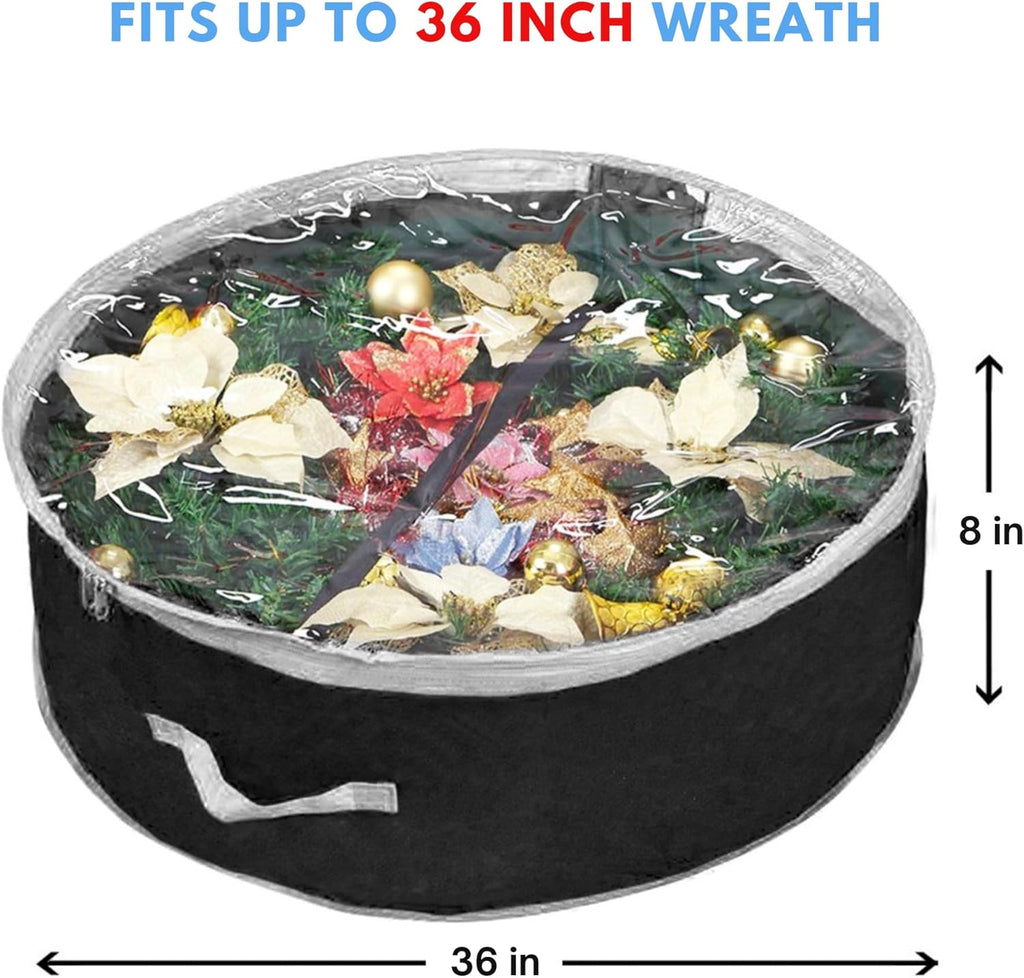 Primode Wreath Storage Bag 36" - Durable 600D Oxford Container with Clear Window for Easy Holiday Storage