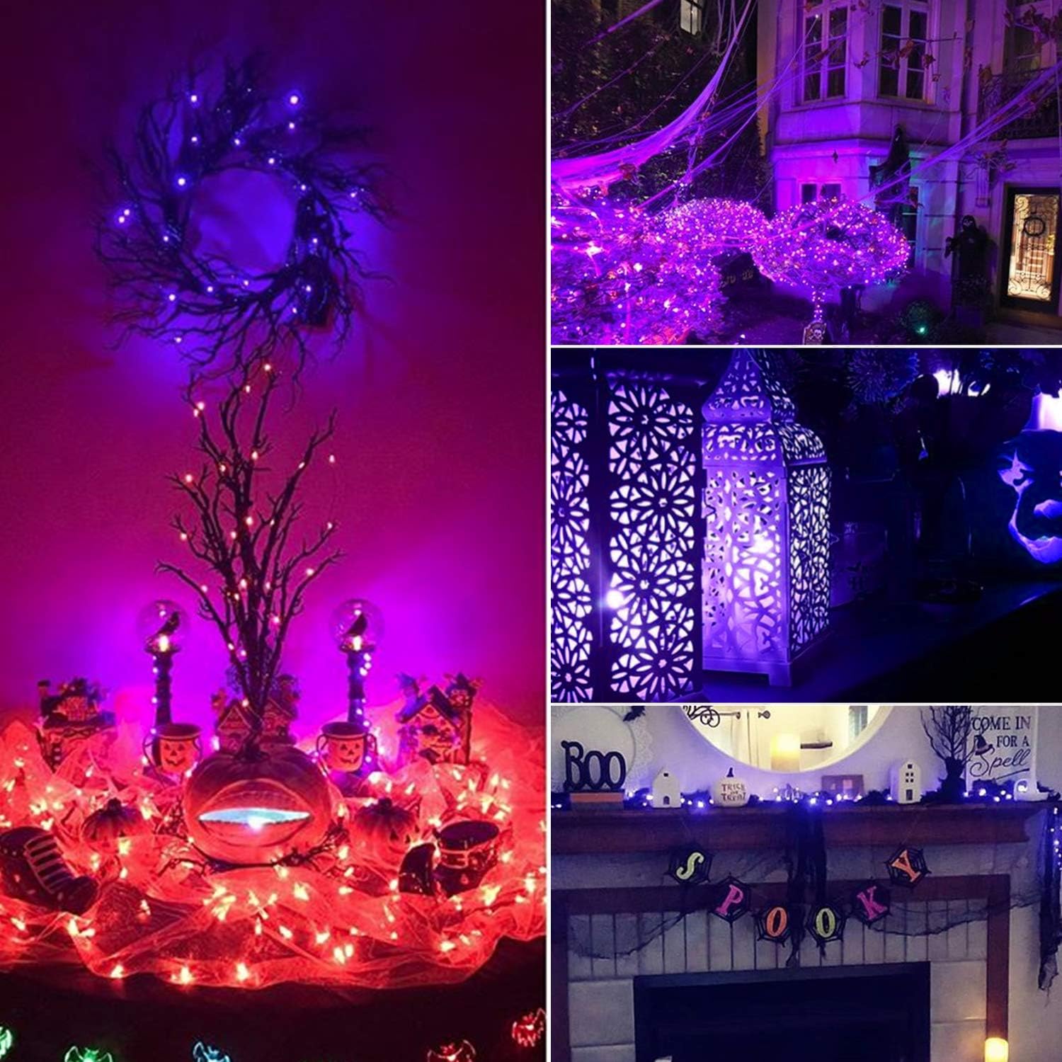 Skiennix Halloween Purple Fairy String Lights - 12 Pack, 7 Ft, 20 LED Battery Operated for DIY Decor