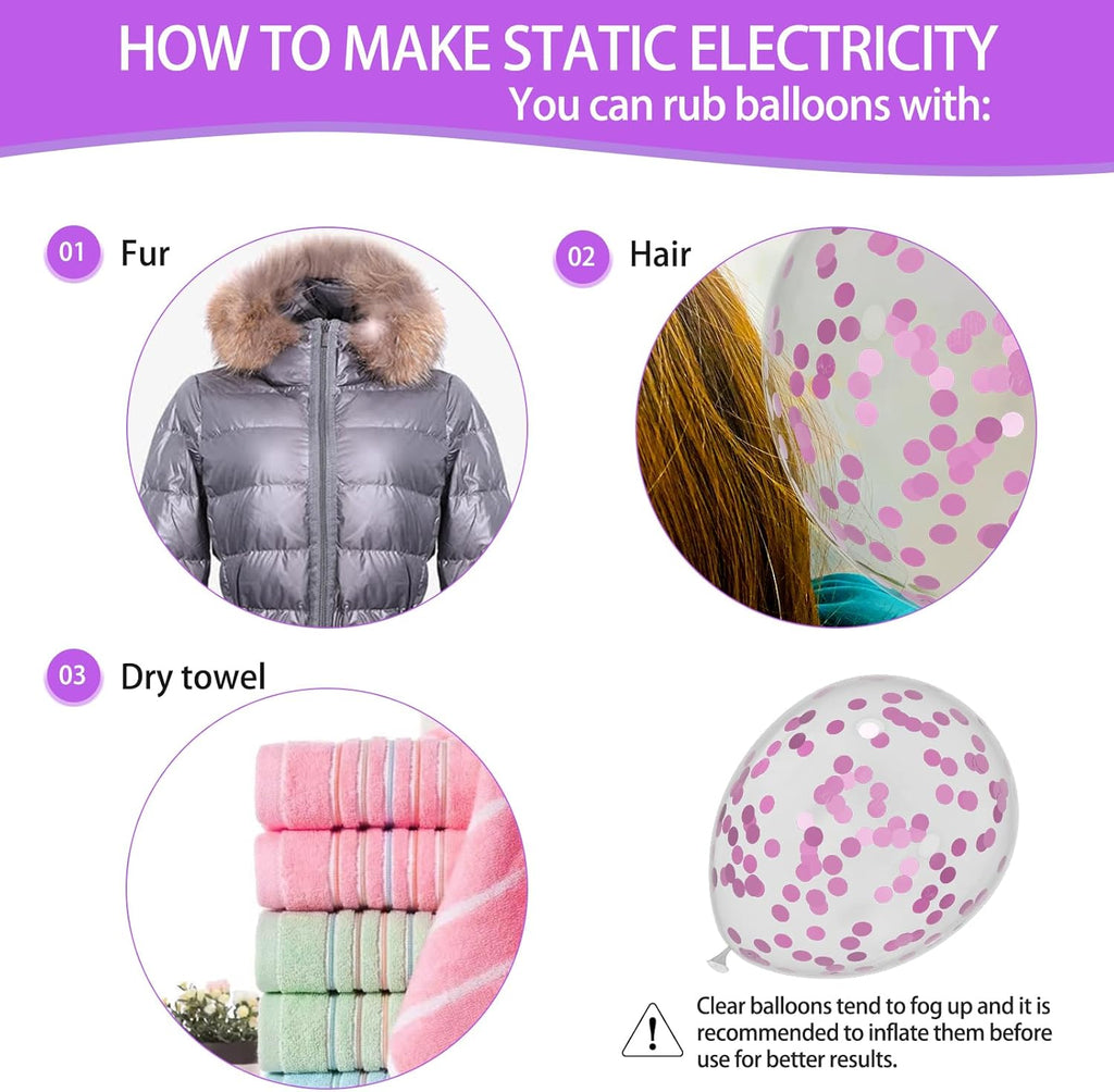 Skiennix 68Pcs Pink & Purple Balloons - 12 Inch Metallic Latex & Confetti for Birthday & Wedding Decor