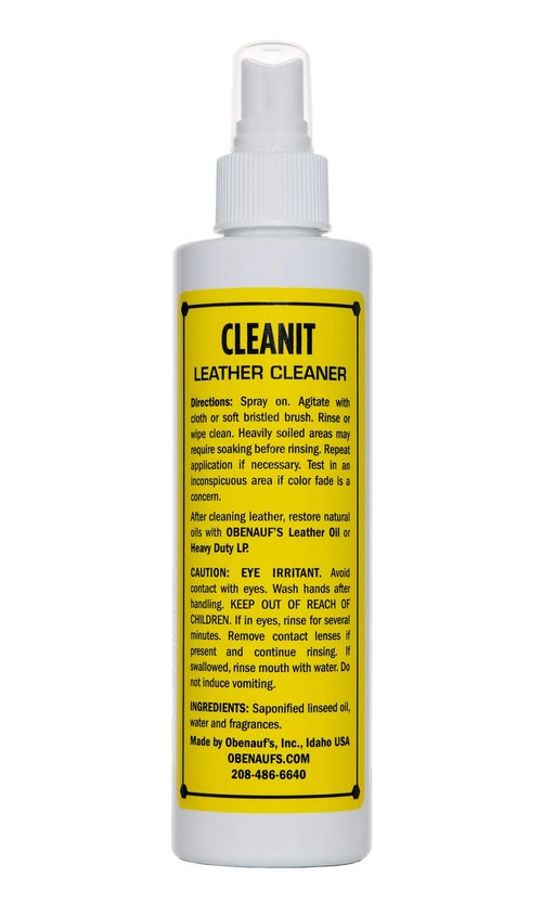 Obenauf's Cleanit Leather Cleaner - Natural Plant Oil Leather Cleaner for Boots, Furniture and Car Interior - Safe and Gentle Non-Detergent Oil Liquid Soap - Ready-to-use 8oz Spray Bottle