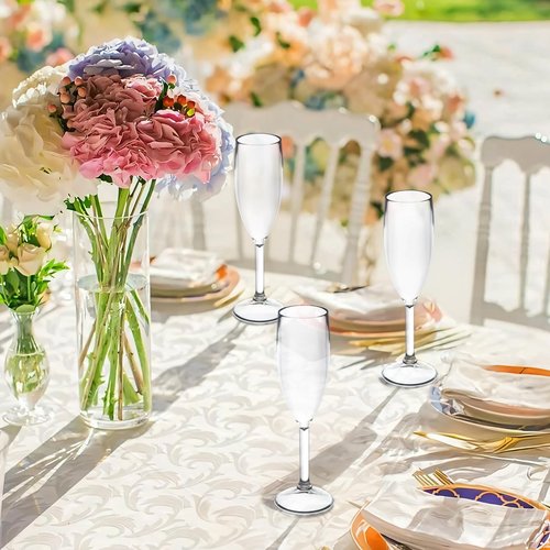 48 Pcs Champagne Flutes 5.4OZ Clear Plastic Champagne Glasses Wine Glasses Plastic Goblets for Parties Mimosa Bar Glasses Stemmed Drinking Cups for Wedding Celebration Christmas Birthday Bride (Clear)