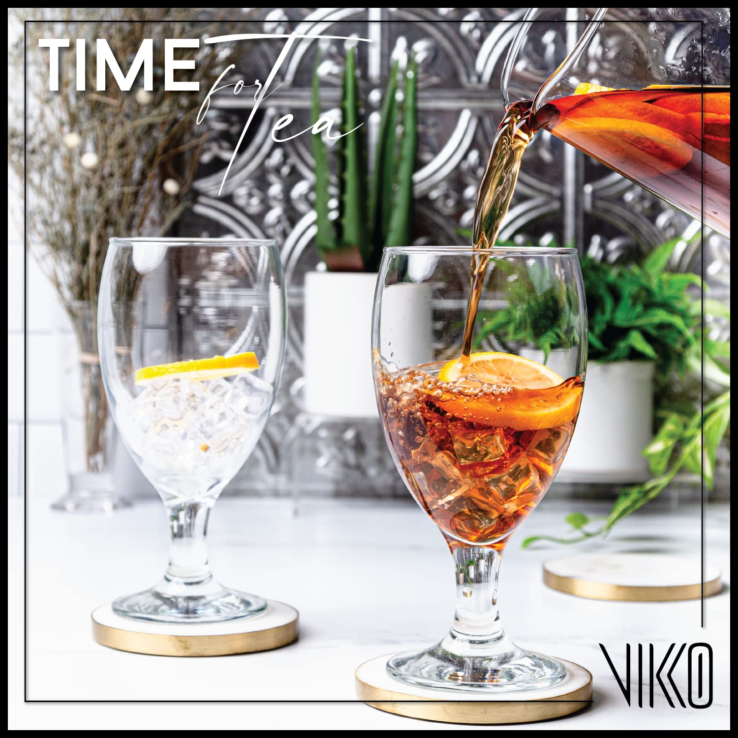 Vikko Classic Goblet Party Glasses, 20 Ounce Iced Tea and Water Goblets, Set of 12, Dishwasher Safe Durable Glassware