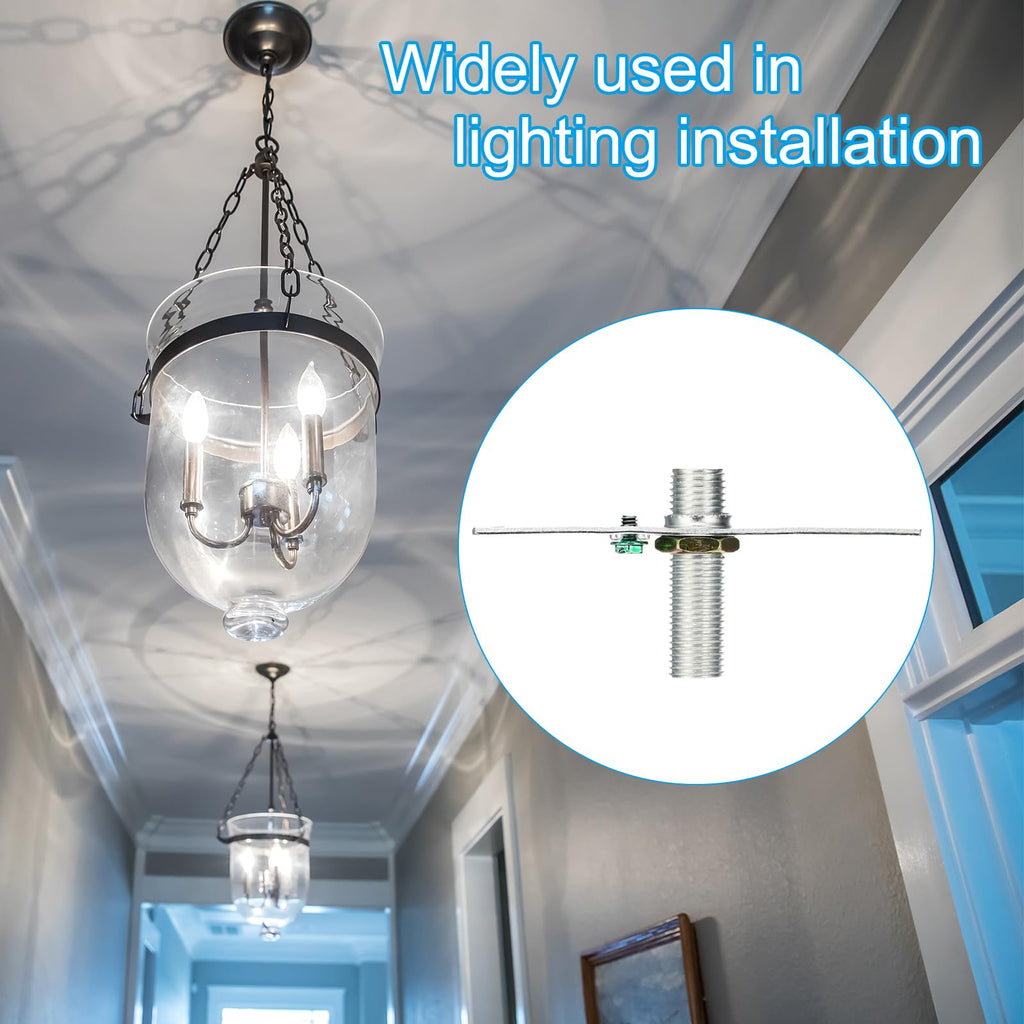 PATIKIL 4" Light Crossbar Kit, 6 Set Universal Light Fixture Mounting Bracket with 1/4IP Tap Center Hole Ceiling Light Plate Canopy Hardware Set for Chandelier Wall Light, Silver Tone