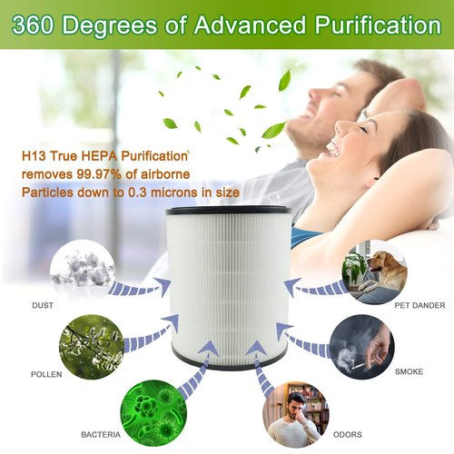 Flintar LV-H133 Replacement Filter, Made in Taiwan, Compatible with LEVOIT LV-H133 Tower Air Purifier, H13 Grade Filtration & Activated Carbon Filter Set, Part Number LV-H133-RF