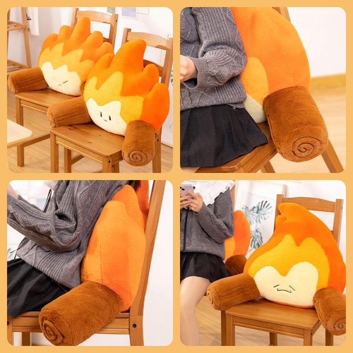 Gujuja Reading Pillow for Sitting in Bed Funny Campfire Back Pillows Cartoon Bonfire Backrest on Chair, Couch, Bed, Sofa and Car