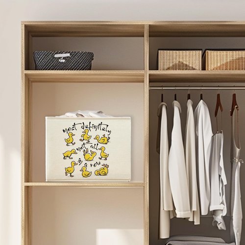 XDFVL Funny Yellow Ducks Storage Basket Bins With Handles for Girls Kids, Funny Yellow Ducks Foldable Organizer Basket Toybox for Girls Room Nursery Bedroom Bathroom Clothes Toys Books