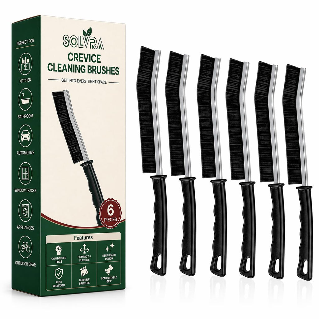 Crevice Cleaning Brush Set – 6Pcs Hard Bristle Cleaning Tools for Grout, Tile Floors, Gaps & Narrow Spaces – Small Grout Scrub Brush for Cleaning Bathroom, Shower, Window Tracks, Kitchen