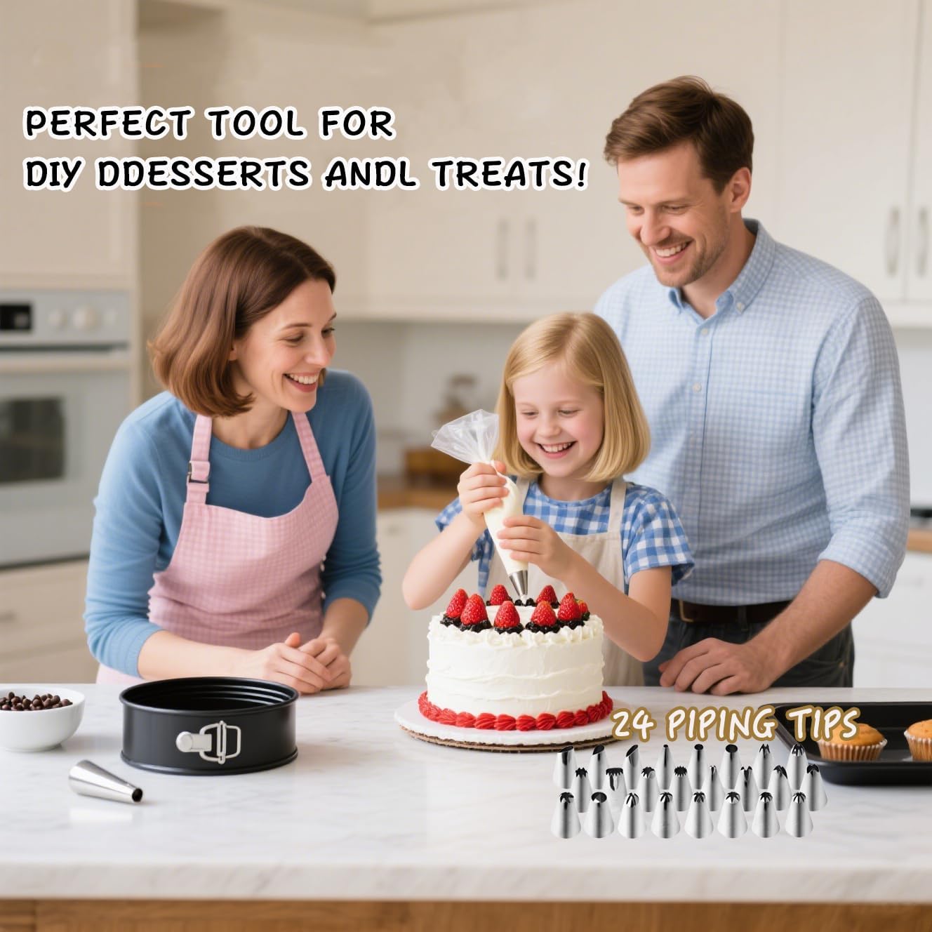 Regine Switzerland 168-Piece Cake Pan Set - Non-Stick Springform Pans (6, 8, 10 Inches) & Icing Tips