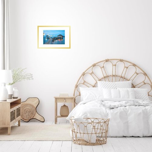 JCJMY 11x17 Picture Frame - Elegant Gold Design with 8x10 Mat | Shatter-Resistant Plexiglass