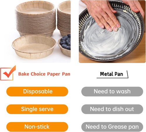 Bake Choice Mini Tart Pans - 50pcs Non-Stick 4-Inch Disposable Quiche Baking Dishes | Oven & Microwave Safe
