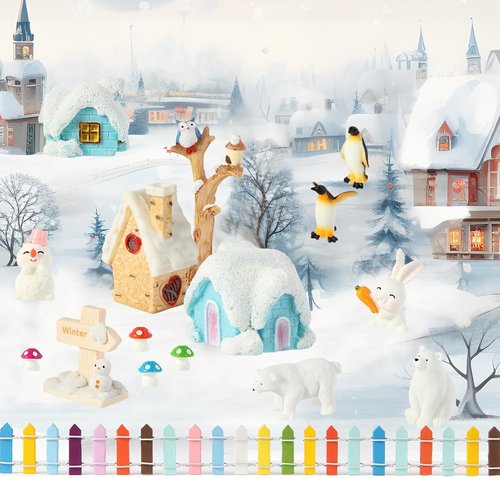 FIIOEOY Snow Sensory Bin - Play Sand Art Kit with Arctic Animal Figures | Winter Wonderland Toy for Kids Ages 3-8