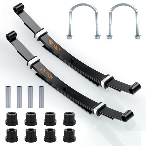10L0L Golf Cart Heavy Duty 4-Leaf Rear Spring Kit for Club Car DS 1982-up Gas & Electric, with Bushings Sleeves U Bolt, Replace OEM 1014675 102006501 1011149 1012618 1012324 1010974