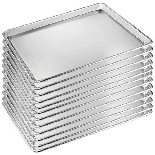 Bastwe 12 Pack Half Size Baking Sheet Pan Set, Aluminum Commercial Quality Cookie Sheet for Baking or Roasting, Large Thick Baking Tray Prevents Warping, 13" × 18" Cookie Tray Pan