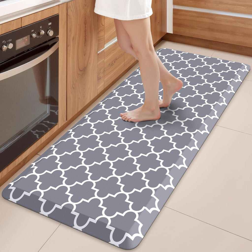 WISELIFE Anti Fatigue Floor Mat - 4/5 Inch Thick Kitchen Mat Non Slip Waterproof Heavy Duty Ergonomic Comfort Mat Durable for Home, Office, Sink, Laundry,(22" x 54", Grey)