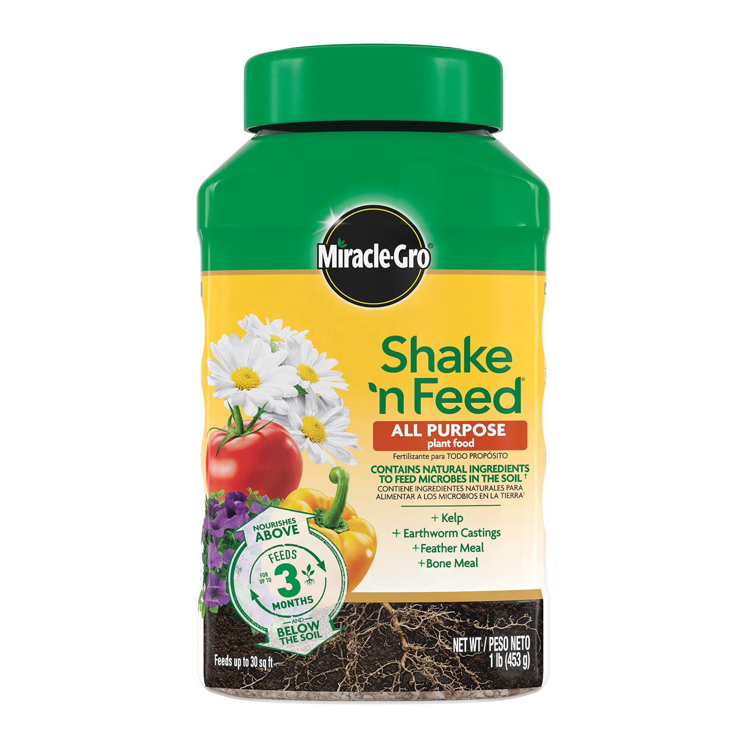 Miracle-Gro Shake 'N Feed All Purpose Plant Food - Nourishes Indoor & Outdoor Plants for 3 Months | 1 lb
