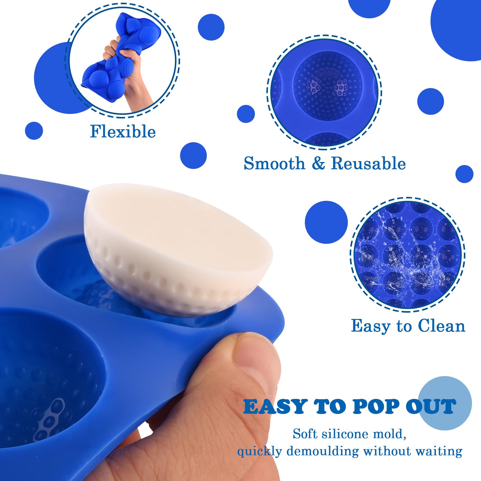 Wrbin 2 Pack Golf Ball Mold, Silicone Golf Ball Cake Pop Mold, 20-Cavity 3D Sphere Mold for Chocolate,Cake Pops, Ice Cubes, Bath bombs
