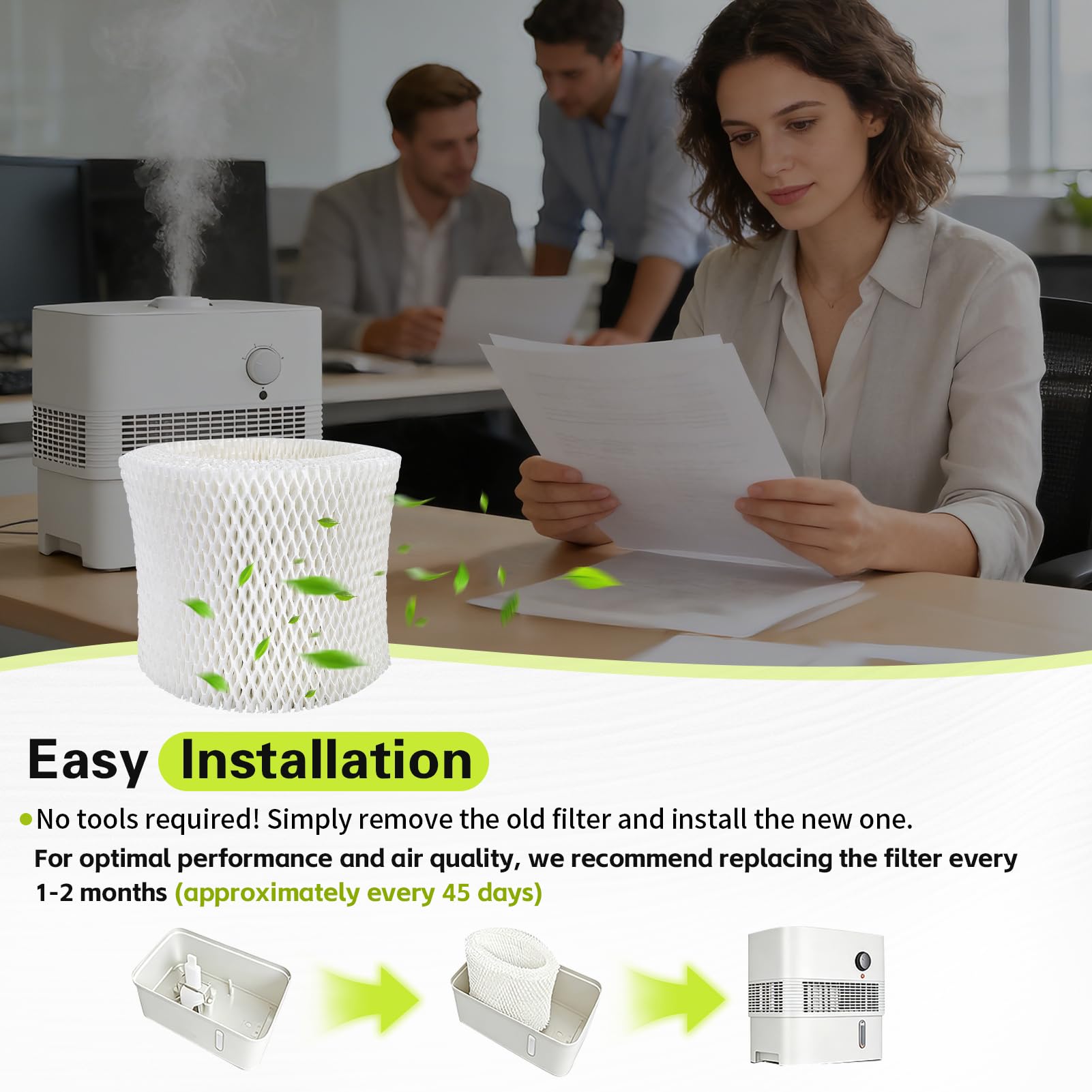 Xastro Upgraded Thickened Humidifier Wick Filter 2-Pack for Pelonis PSU10E1BB, PSU10E1WW, PSU10E2FWW, PSU10E2FBB - Replacement Humidifier Wicking Filter Compatible with Pelonis Humidifier