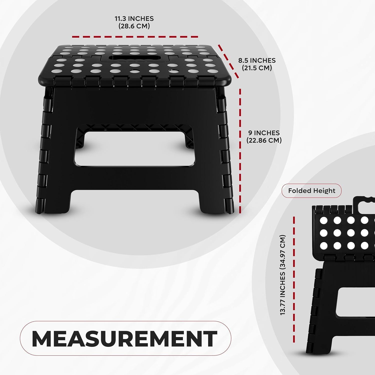 Utopia Home Folding Step Stool - 9-Inch Anti-Slip Collapsible Design | Supports Up to 300 lbs - Black
