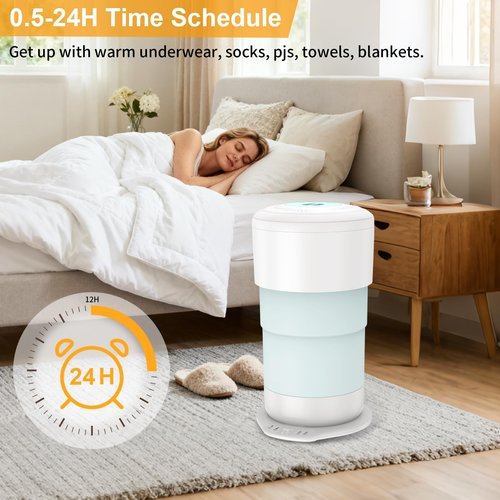 25L Large Towel Warmers for Bathroom, Upgrade Foldable Towel Warmer Bucket with Time Setting and Ambient Lighting, Auto Shut Off, Fits Up to Two 40"X70" Oversized Towels, Bathrobes, Blanket Warmer
