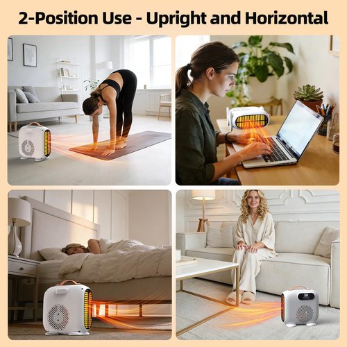 Gyrivav Space Heater, Portable Heaters for Indoor Use with Remote, LED Display, 18H Timer, 3 Modes, Vertical and Horizontal Use, No Temp Display, 1500W Fast Safety Heat for Bedroom, Home, Office