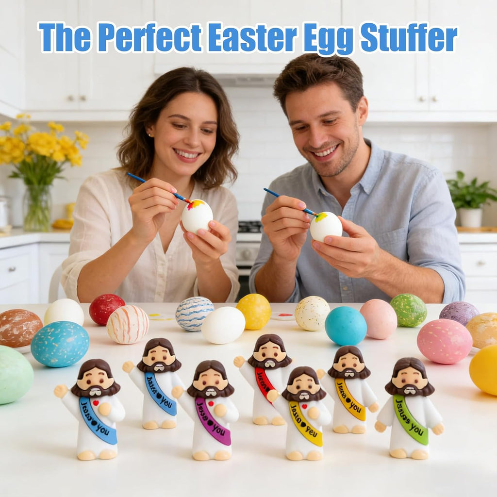 Mini Jesus Figurines by [Brand Name] - 40 Pcs Bulk Set for Easter Egg Stuffers & Religious Gifts | 4 Colors & 3 Poses