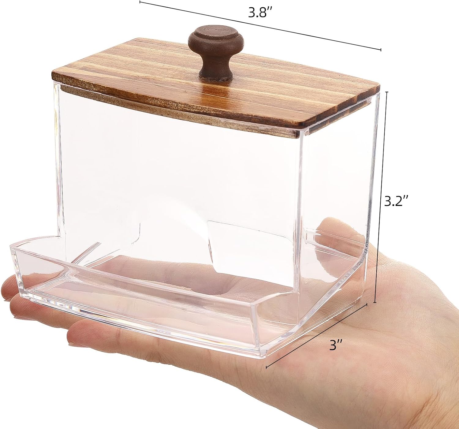 Tbestmax Qtip Holder Dispenser - Clear 10oz Bathroom Organizer for Cotton Balls, Swabs & Floss