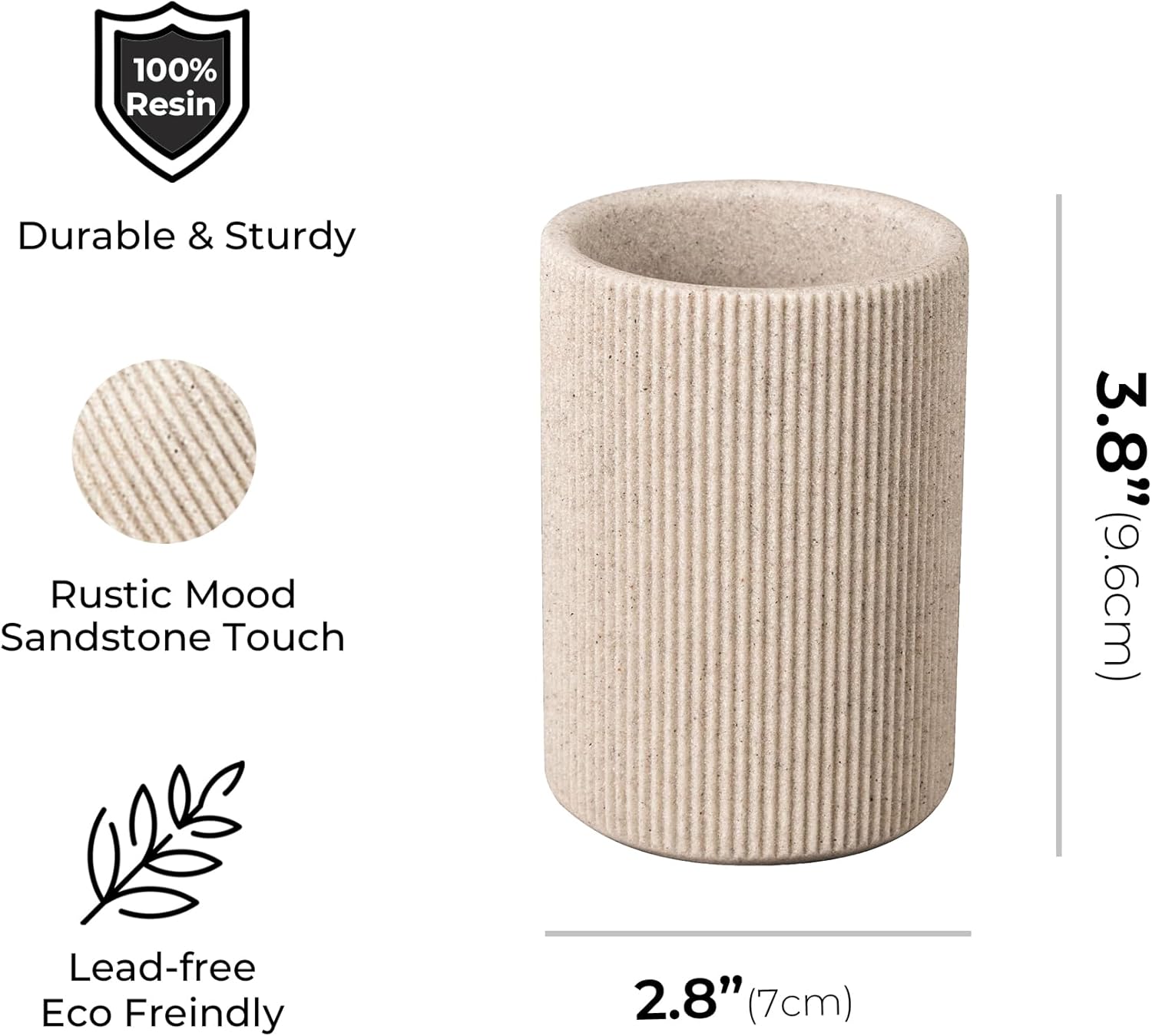 Skiennix Toothbrush Holder - Modern Sand Beige Bathroom Organizer | Rust-Proof Unbreakable Resin