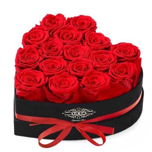 Agrul Mothers Day Roses Gifts for Mom,Forever Preserved Flowers Roses in a Heart Shape Box, for Wife Women Mom Grandma from Daughter,Fresh Flowers for Delivery/16Pcs Red