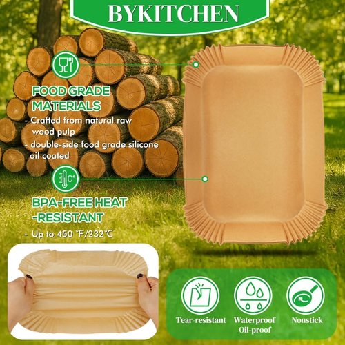 BYKITCHEN Air Fryer Liners - 300PCS Disposable Parchment Paper for Ninja Dual Airfryer & More