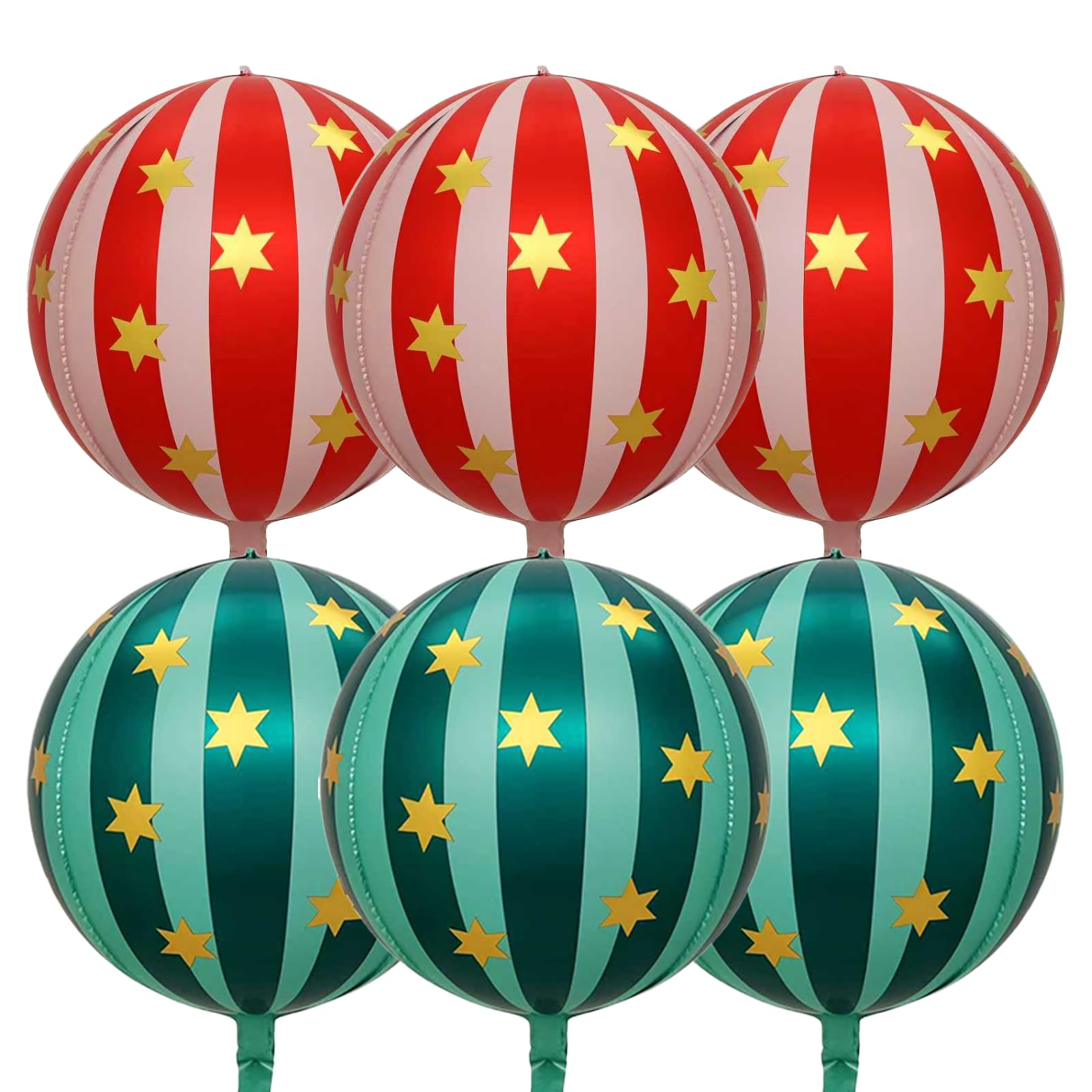 Carnival balloons Red and Pink Foil Balloons 22Luch for Circus Theme Party Decorations Retro Party Decor 6Pack