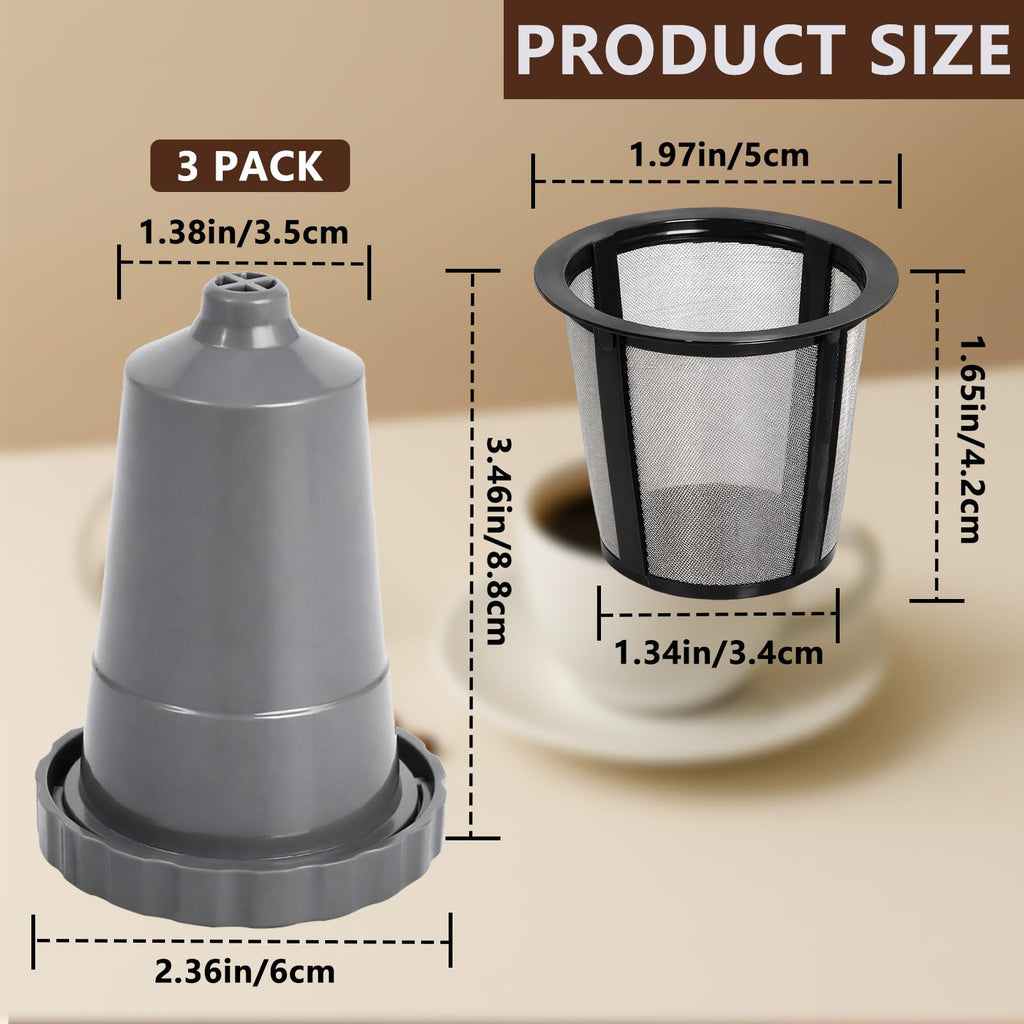 Reusable Coffee Filter Compatible with Keurigg My K Cup B30 B40 B50 B60 B70 K10 MINI Plus K15 K40/45 K55 K60/65 K70/75/79 Series 5048 Old Mode Grey by Podoy (3 Pack)
