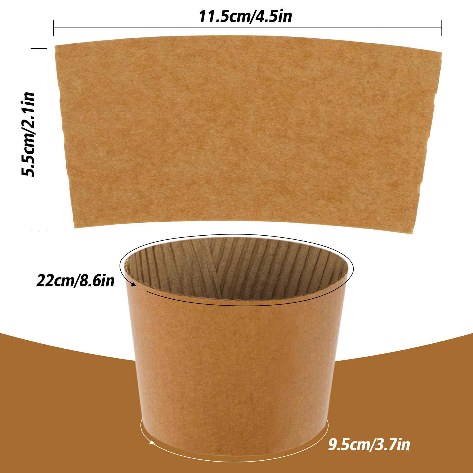 MAQIHAN 75PCS Coffee Cup Sleeves - Hot Coffee Sleeves Disposable Cold Drinks Iced Insulator Cozy Sleeve Coffee Shop Essential Corrugated Paper Insulated Hot Beverage Hand Protection Sleeve Fit 12-20oz
