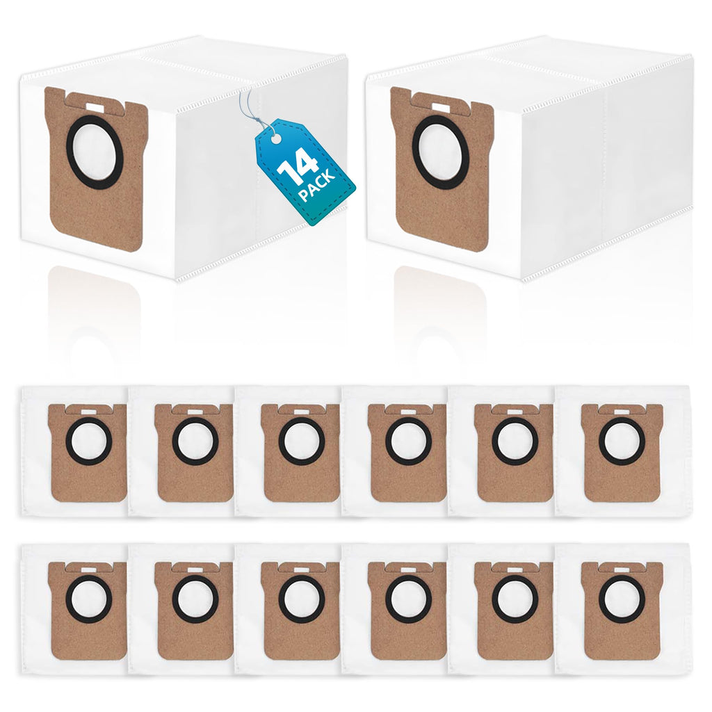 14 Packs Vacuum Dust Bag Compatible with Dreame L10 Ultra / L10s Ultra / L20 Ultra / L30 Ultra / X20 Pro / X20 Pro Plus Robot Vacuum, 3L Large Capacity Auto-Seal Replacement Bag Accessories Set