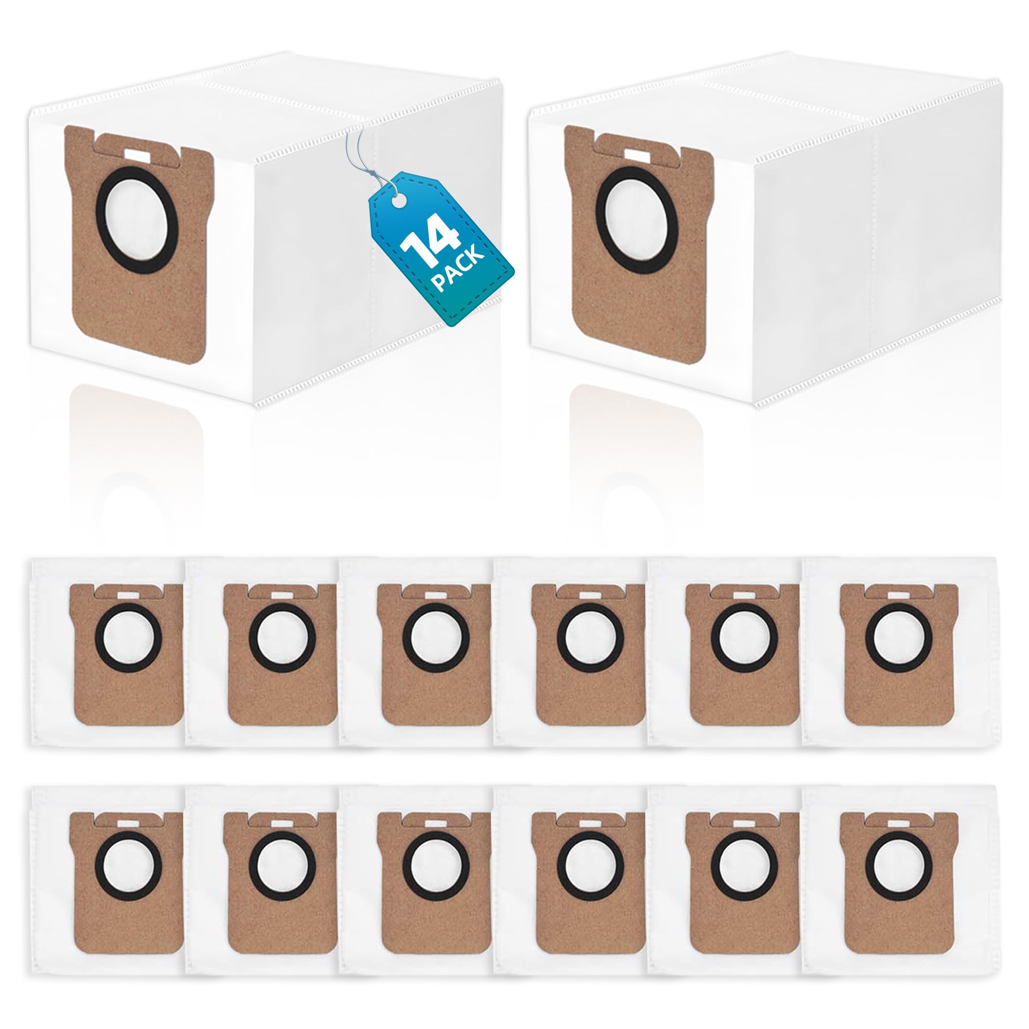 14 Packs Vacuum Dust Bag Compatible with Dreame L10 Ultra / L10s Ultra / L20 Ultra / L30 Ultra / X20 Pro / X20 Pro Plus Robot Vacuum, 3L Large Capacity Auto-Seal Replacement Bag Accessories Set