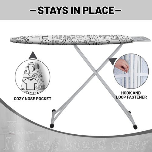 Extra Thick Ironing Board Cover and Pad, 15x54 Ironing Board Cover, Resist Scorching and Staining,Elastic Edges,Art of Life Iron Sew Laundry Wash
