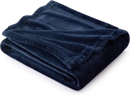 Bedsure GentleSoft Fleece Blanket - Navy Blue Twin Size 300GSM Plush & Cozy Warmth for Bed & Travel