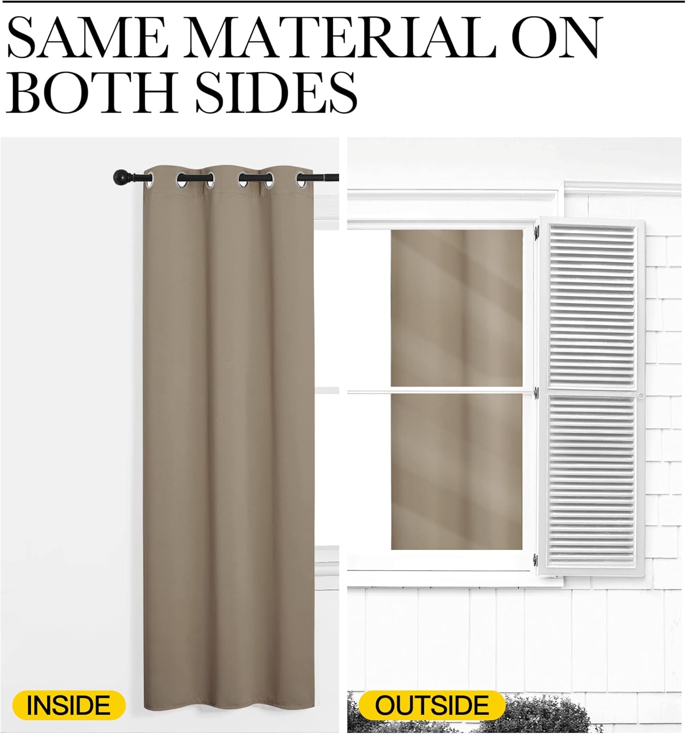 NICETOWN Blackout Curtain Panels - Thermal Insulated Draperies | Solid Taupe, 34x45 Inches (1 Pair)