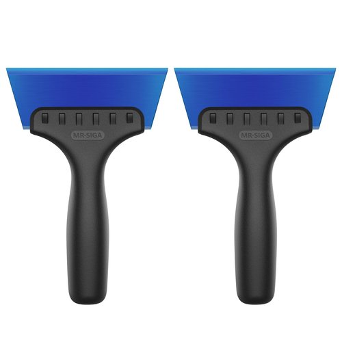 MR.SIGA 2 in 1 Mini Glass Squeegee with Built-in Ice Ripper, 5 Inch Blade, 2 Pack for Tile, Glass, Mirror, Shower, Window Tint, Car